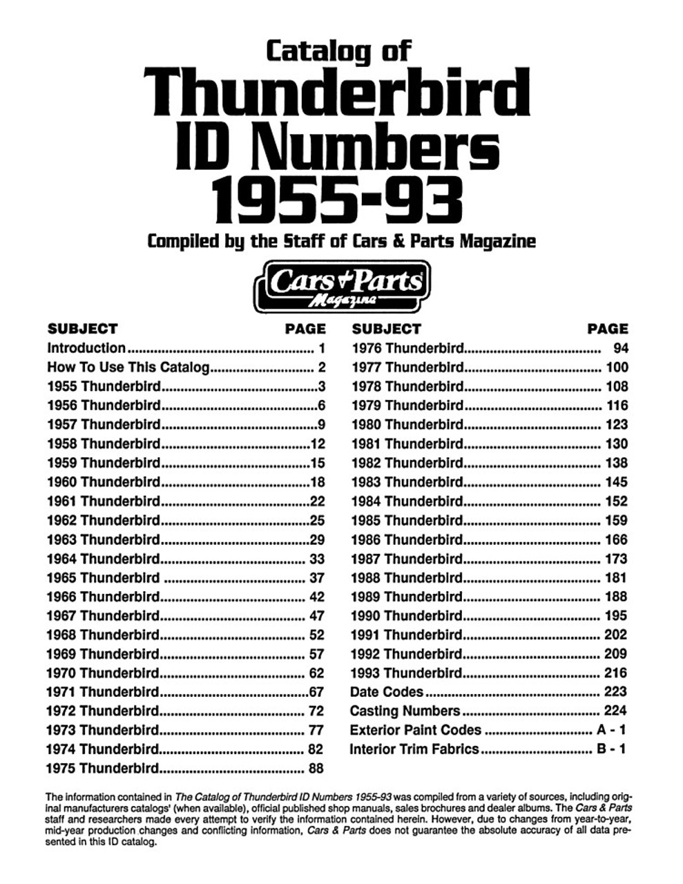 1955-1993 Thunderbird ID Numbers: VIN, Body, Engine, Paint, Trim