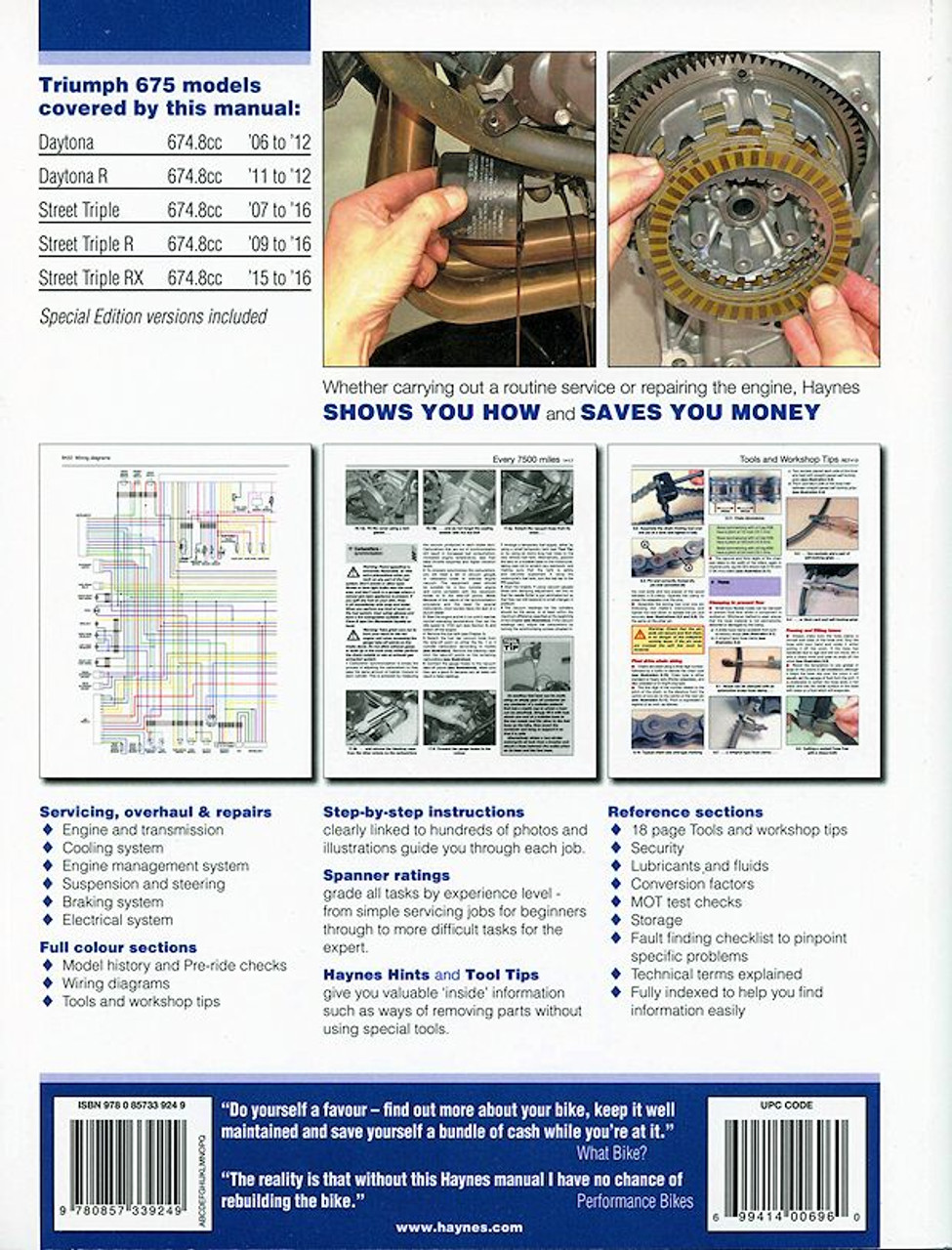 Triumph 675 Daytona, Street Triple, Street Triple R Repair Manual 2006-2016