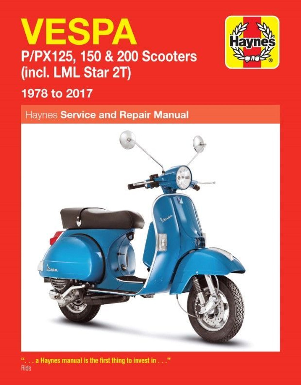 Vespa Repair Manual by Haynes - 1978-2017 - P/PX 125, 150, 200