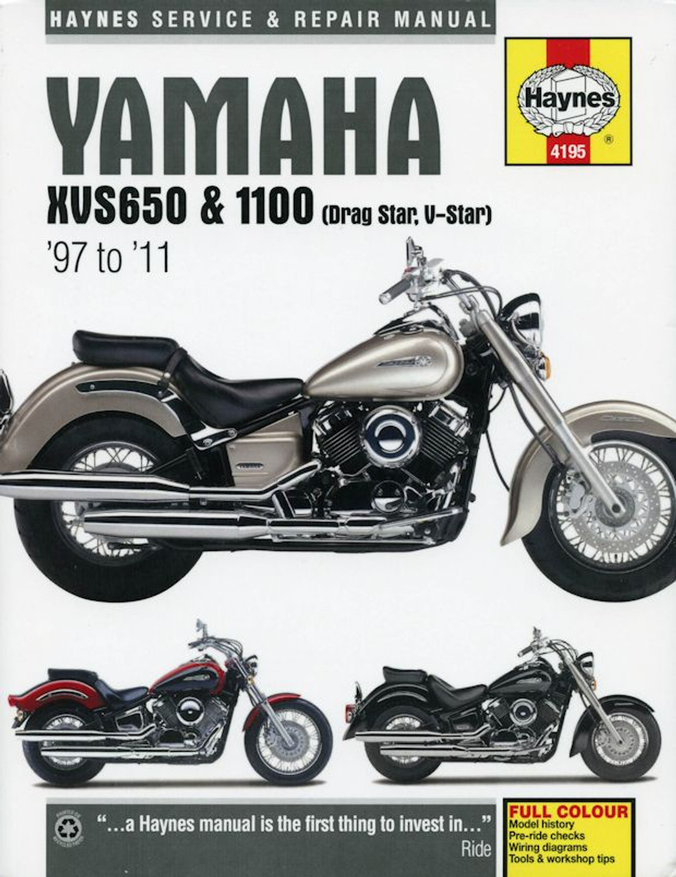 Yamaha XVS650, XVS1100, Drag Star, V-Star Repair Manual 1997-2011