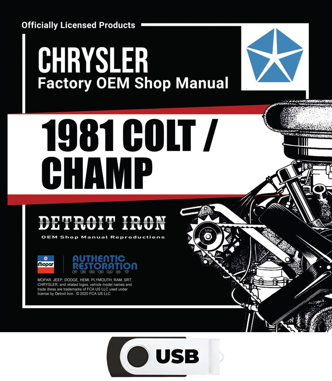 1981 Dodge Colt, Champ Factory OEM Shop Manuals on 2 USBs - PDF Format