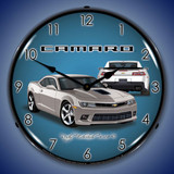 2104 SS Camaro Silver Ice Wall Clock, LED Lighted