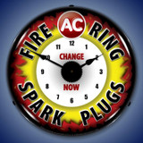 AC Fire Ring Spark Plugs Wall Clock, LED Lighted