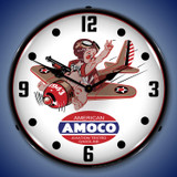 Amoco Aviation Wall Clock, LED Lighted: Airplane Theme