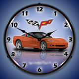 C6 Corvette LED Lighted Clock - Inferno Orange