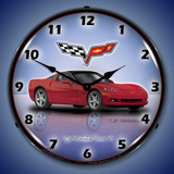 C6 Corvette LED Lighted Clock - Crystal Red