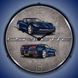 C7 Corvette LED Lighted Clock - Night Race Blue