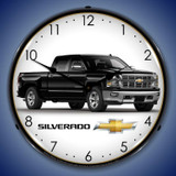 2015 Chevrolet Silverado Pickup Truck Wall Clock (Black), LED Lighted
