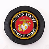 U.S. Marines Tire Cover, Size Universal Large - 31 1/4 inches, Black
