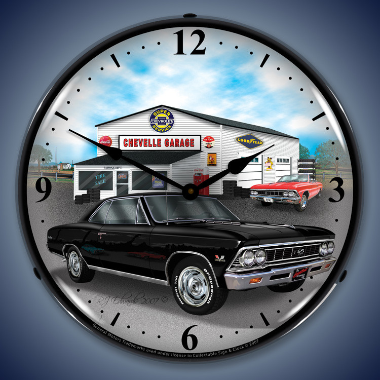 Chevy Chevelle Wall Clocks, LED Lighted 19651971, Super Sport (SS)
