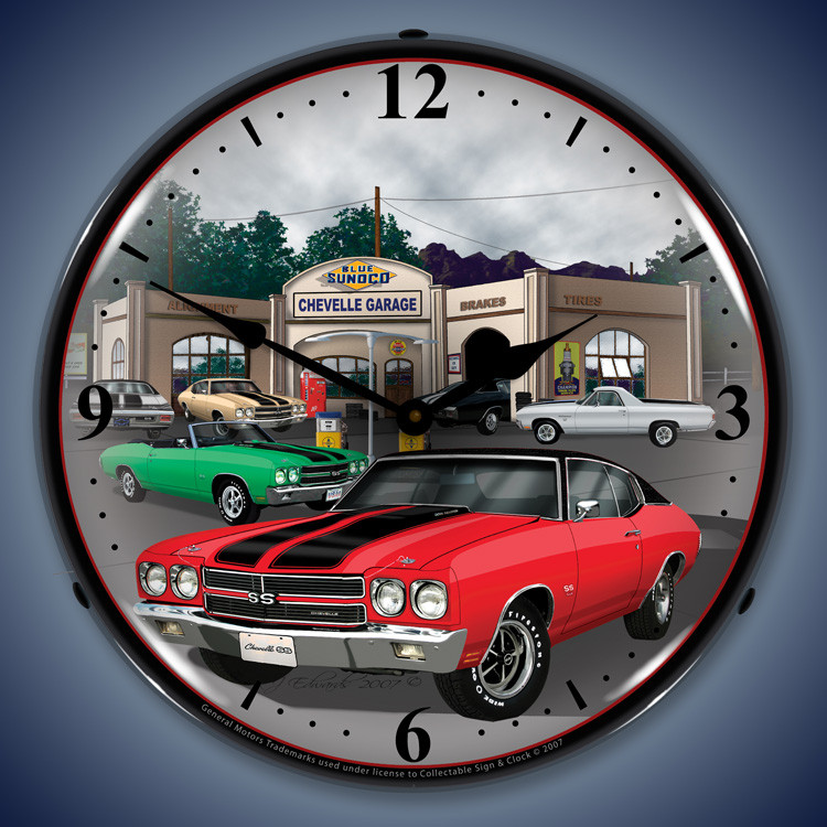 Chevy Chevelle Wall Clocks, LED Lighted 19651971, Super Sport (SS)