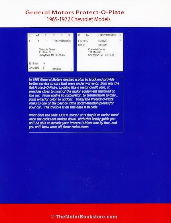 GM/Chevy ProtectOPlate Decoder Guide 19651972 Models