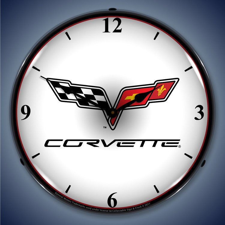 Corvette Wall Clocks Corvette LED Lighted Garage Wall Clock