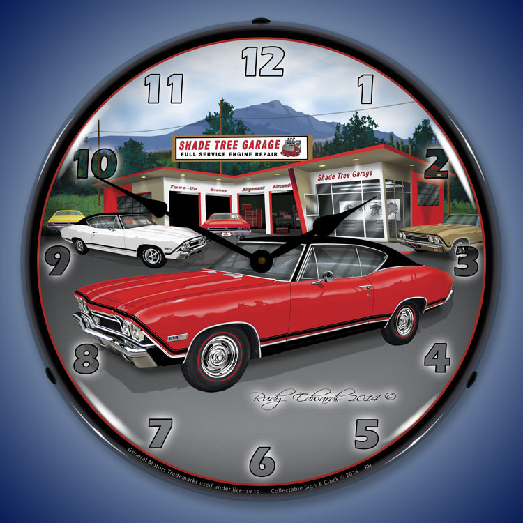 Chevy Chevelle Wall Clocks, LED Lighted 19651971, Super Sport (SS)
