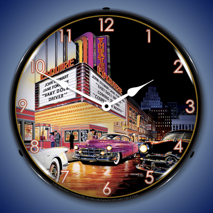 Bruce Kaiser Art Automotive Wall Clocks, LED Lighted, Vintage Hot Rods