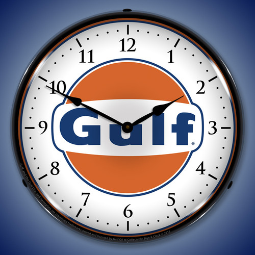 Gulf Oil Wall Clocks, LED Lighted