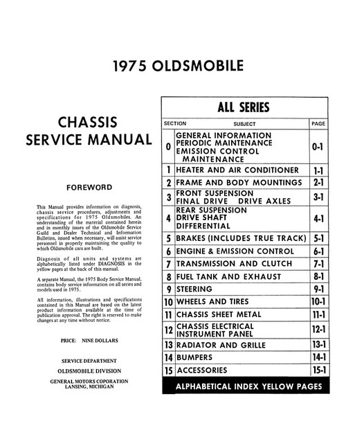 1975 Oldsmobile Service Repair Manual