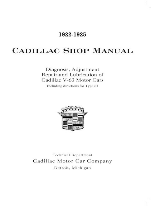 1922-1925 Cadillac Shop Manual - Book No. 6036