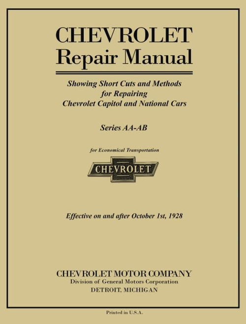 1927 - 1928 Chevrolet Car / Truck Shop Manual