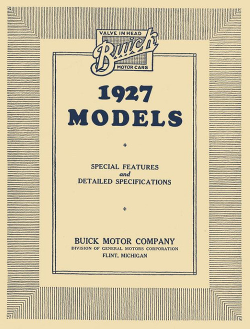 1927 Buick Special Features / Detailed Specifications Manual