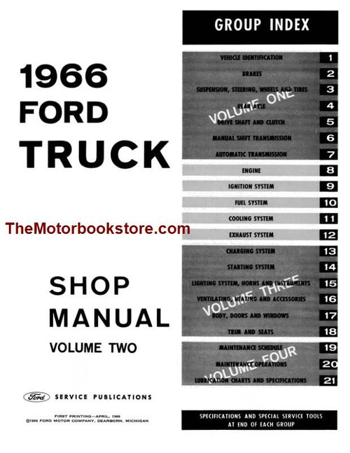 Ford Truck Factory Shop Manual 1966 Models Factory Service