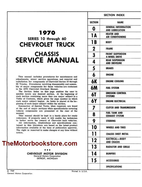 1970 Chevrolet Truck OEM Service Manual (Series 1060) ST 13070