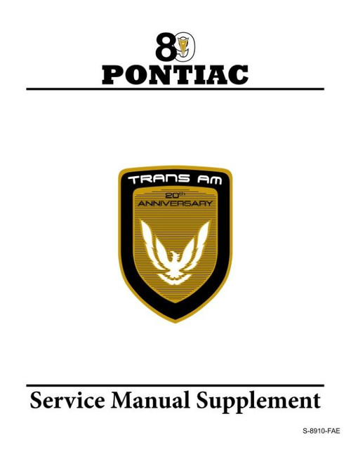 1989 Pontiac Trans Am 20th Anniversary Service Manual Supplement