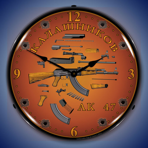 AK 47 Wall Clock, LED Lighted