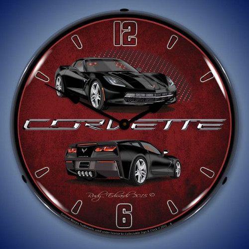 C7 Corvette LED Lighted Clock - Black