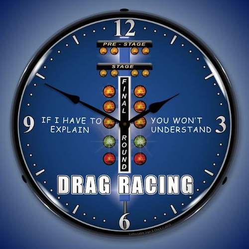 Drag Race Wall Clock, LED Lighted: Racing Theme