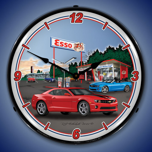 G5 Camaro SS Esso Station Wall Clock, LED Lighted