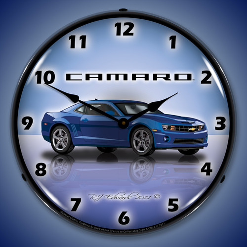 G5 Camaro Wall Clock, LED Lighted, Imperial Blue