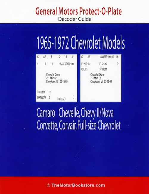 GM/Chevy Protect-O-Plate Decoder Guide: 1965-1972