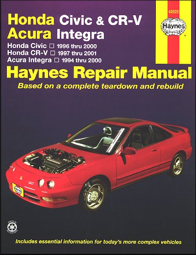 Honda Civic, CR-V, Integra Repair Manual 1994-2001 | Haynes 42025