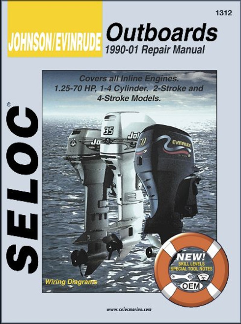 Johnson Evinrude Outboard Repair Manual 1.25-70 HP, 1-4 Cylinder, 2-Stroke & 4-Stroke 1990-2001