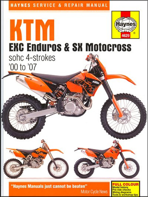 KTM EXC Enduro, SX Motocross, SMR Supermoto SOHC 4-Stroke Repair Manual 2000-2007