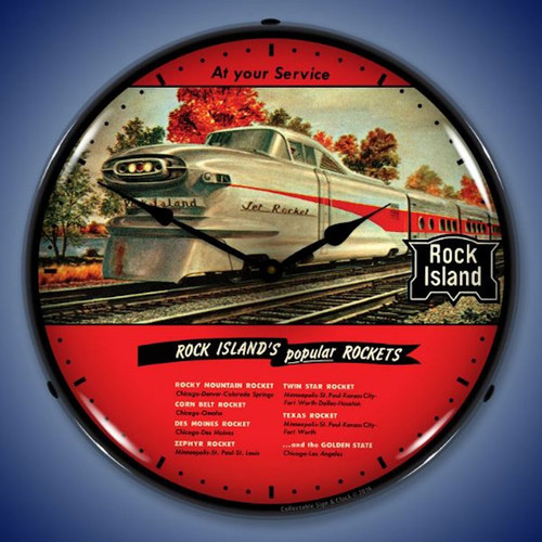 Rock Island Rockets Train Wall Clock, LED Lighted