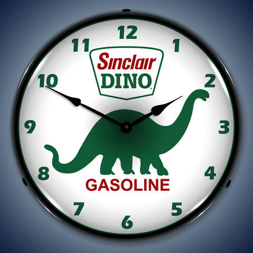 Sinclair Dino Wall Clock, LED Lighted: Gas / Oil Theme