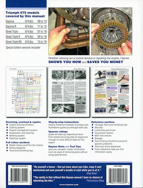 2006-2016 Triumph 675 Daytona, Street Triple Repair Manual | Haynes