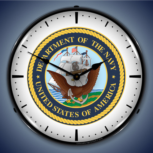 US Navy Wall Clock, LED Lighted