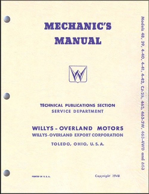 Willys-Overland Motors Jeep & Jeepster Mechanic's Manual 1938-1949