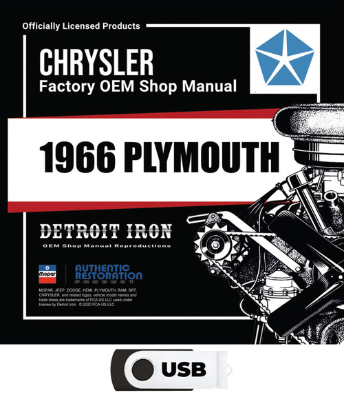 1966 Plymouth Shop Manual, Sales Data & Parts Book Kit on USB