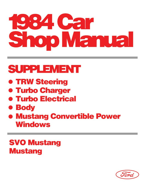 1984 Ford Mustang & SVO Shop Manual Supplement