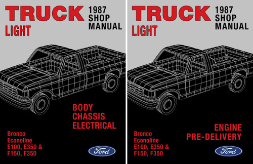 1987 Ford F-150-350 Truck, E-150-350 Econoline Vans & Bronco Shop Manual Set - Volumes A, B, & F