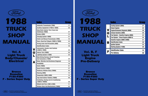 1988 Ford F-Series Truck, Bronco, & Econoline Shop Manual Set - Volumes A, B, & F