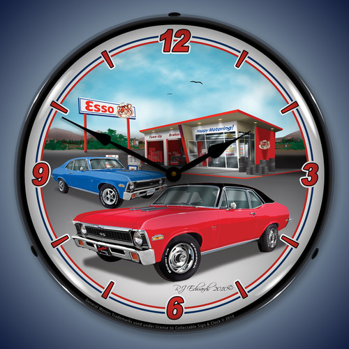 Chevy Nova Wall Clocks, LED Lighted