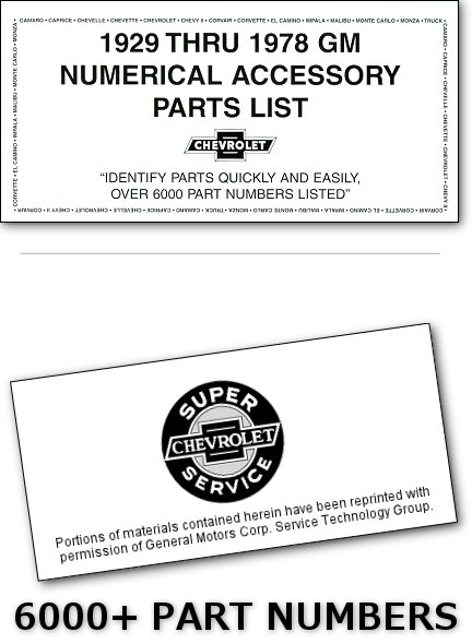 1929-1978 Chevrolet Numerical Accessory Parts List - OEM
