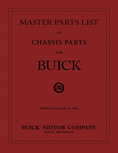 1924 - 1934 Buick Master Chassis Parts Catalog Book