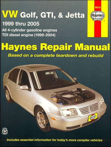 VW Golf, GTI, Jetta Gas, TDI Diesel Repair Manual 1999-2005 | Haynes