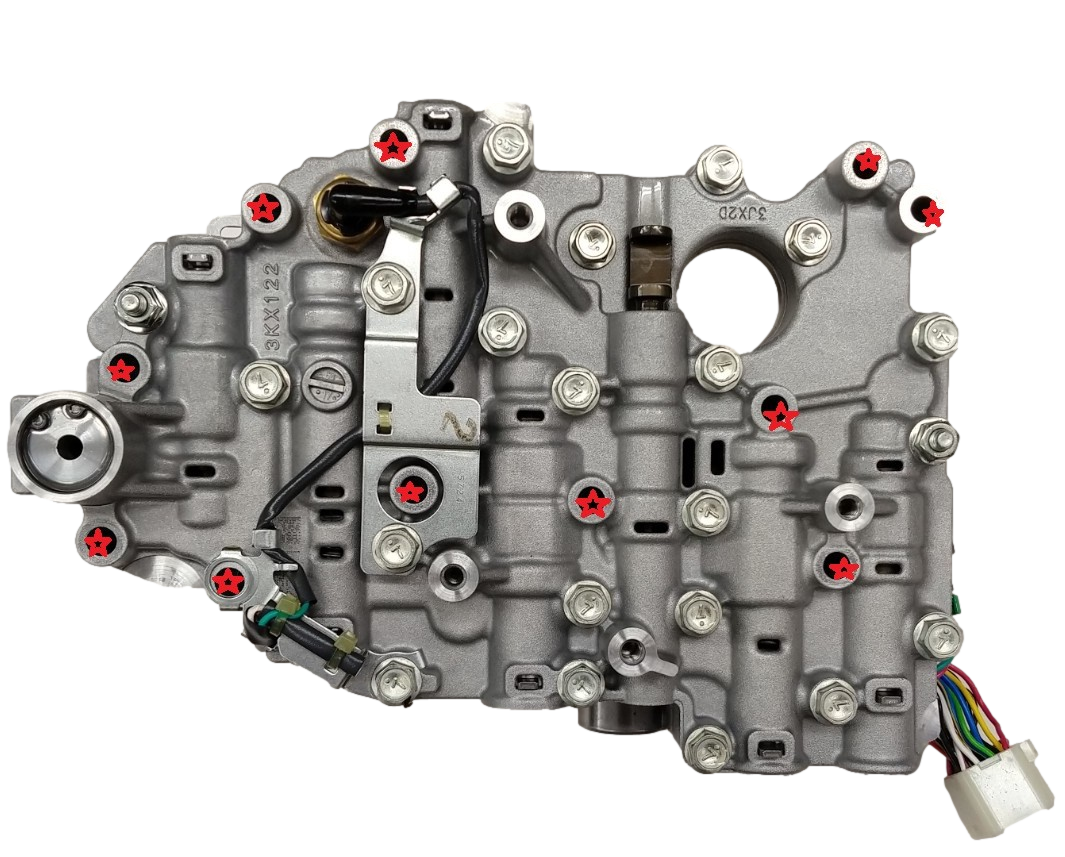Only the bolts marked red have to be removed to replace the valve body